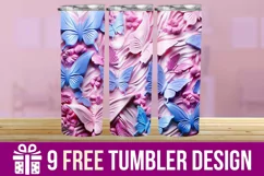 3D Butterfly Tumbler Wrap Designs, Sublimation Designs Product Image 1