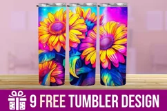 3D Flower Watercolor Splash Tumbler Wrap Designs Product Image 1