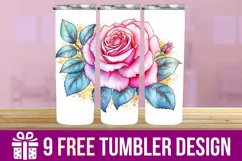 3D Cute Flowers Tumbler Wrap Designs, Sublimation Designs Product Image 1