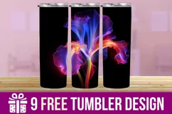 3D Neon Flower Tumbler Wrap Designs Product Image 1