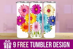 3D Daisies Flowers Tumbler Wrap Designs, Sublimation Tumbler Product Image 1