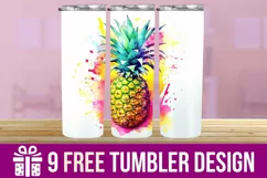 3D Pineapple Watercolor Splash Tumbler Wrap Designs Product Image 1