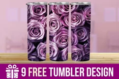 3D Cute Purple Roses Tumbler Designs, Sublimation Design Product Image 1