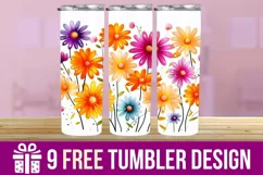 3D Daisies Flowers Tumbler Wrap Designs, Sublimation Tumbler Product Image 1