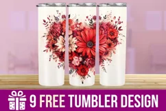 3D Floral Heart Tumbler Wrap , Sublimation Designs Product Image 1