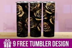 3D Black Roses Tumbler Wrap Designs, Sublimation Designs Product Image 1