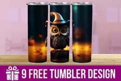 3D Halloween Owl Tumbler Wrap Designs, Sublimation Designs Product Image 1