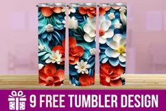 3D Paper Flower Tumbler Wrap Designs Product Image 1