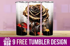3D Black And Golden Rose Tumbler Wrap Designs Product Image 1