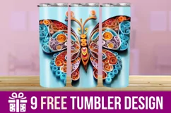 3D Butterfly Tumbler Wrap Designs, Sublimation Designs Product Image 1