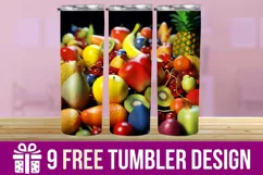 3D Fruits Tumbler Wrap Designs, Sublimation Designs Product Image 1