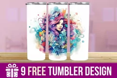 3D Lady Tumbler Wrap Designs, Sublimation Designs Product Image 1