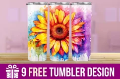 3D Sunflower Tumbler Wrap Designs, Sublimation Design Product Image 1