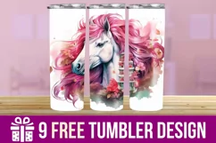 3D Pony Horse Tumbler Wrap Designs, Sublimation Designs Product Image 1