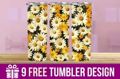 3D Daisies Flowers Tumbler Wrap Designs, Sublimation Tumbler Product Image 1