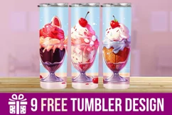 3D Cute Icecream Tumbler Wrap Designs Product Image 1