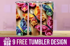 3D Butterfly Tumbler Wrap Designs, Sublimation Designs Product Image 1