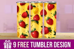 3D Strawberry Tumbler Wrap Designs, Sublimation Designs Product Image 1
