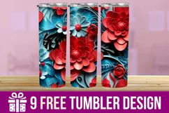 3D Paper Flower Tumbler Wrap Designs Product Image 1