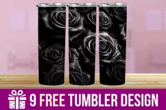3D Black Roses Tumbler Wrap Designs, Sublimation Designs Product Image 1