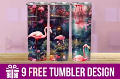 3D Cute Flamingo Tumbler Wrap Designs Product Image 1