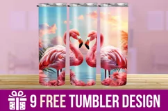 3D Cute Flamingo Tumbler Wrap Designs Product Image 1