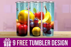 3D Fruits Tumbler Wrap Designs, Sublimation Designs Product Image 1