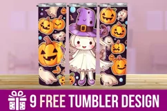 3D Halloween Doll Pumpkin Tumbler Wrap Designs Product Image 1