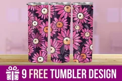 3D Daisies Flowers Tumbler Wrap Designs, Sublimation Tumbler Product Image 1