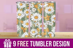 3D Daisies Flowers Tumbler Wrap Designs, Sublimation Tumbler Product Image 1