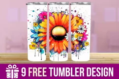 3D Sunflower Tumbler Wrap Designs, Sublimation Design Product Image 1