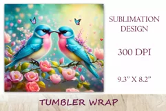 Elevate your tumbler style with our lovebird-themed wrap. Vibrant design, tenderly embracing birds, embodies the beauty of love in every sip. Beautiful vibrant sublimation is also perfect for printing greeting cards, backgrounds, journals and many other.