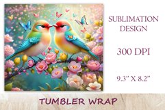 Elevate your tumbler style with our lovebird-themed wrap. Vibrant design, tenderly embracing birds, embodies the beauty of love in every sip. Beautiful vibrant sublimation is also perfect for printing greeting cards, backgrounds, journals and many other.