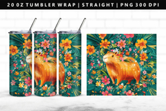 Capybara 20oz Tumbler Wrap | Sublimation PNG Design Product Image 1