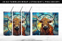 Highland Cow 20oz Tumbler Wrap | Sublimation PNG Design Product Image 1