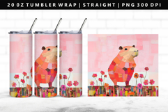 Capybara 20oz Tumbler Wrap | Sublimation PNG Design Product Image 1