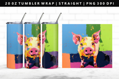 Pig 20oz Tumbler Wrap | Sublimation PNG Design Product Image 1