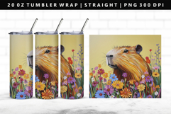 Capybara 20oz Tumbler Wrap | Sublimation PNG Design Product Image 1