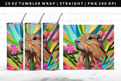 Capybara 20oz Tumbler Wrap | Sublimation PNG Design Product Image 1