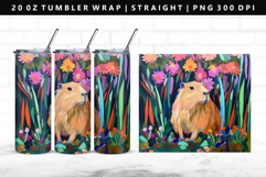 Capybara 20oz Tumbler Wrap | Sublimation PNG Design Product Image 1