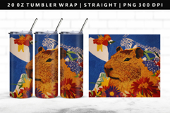 Capybara 20oz Tumbler Wrap | Sublimation PNG Design Product Image 1