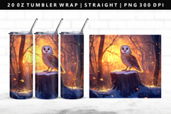 Owl 20oz Tumbler Wrap | Sublimation PNG Design Product Image 1