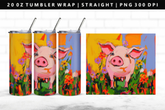 Pig 20oz Tumbler Wrap | Sublimation PNG Design Product Image 1