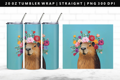 Capybara 20oz Tumbler Wrap | Sublimation PNG Design Product Image 1