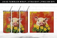 Pig 20oz Tumbler Wrap | Sublimation PNG Design Product Image 1
