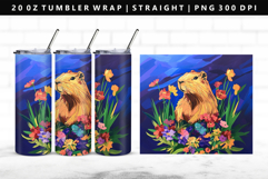 Capybara 20oz Tumbler Wrap | Sublimation PNG Design Product Image 1