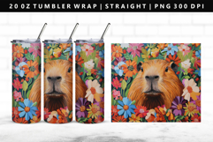 Capybara 20oz Tumbler Wrap | Sublimation PNG Design Product Image 1