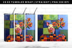 Pig 20oz Tumbler Wrap | Sublimation PNG Design Product Image 1