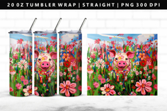 Pig 20oz Tumbler Wrap | Sublimation PNG Design Product Image 1