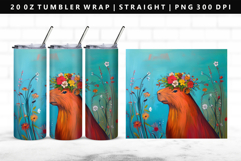 Capybara 20oz Tumbler Wrap | Sublimation PNG Design Product Image 1